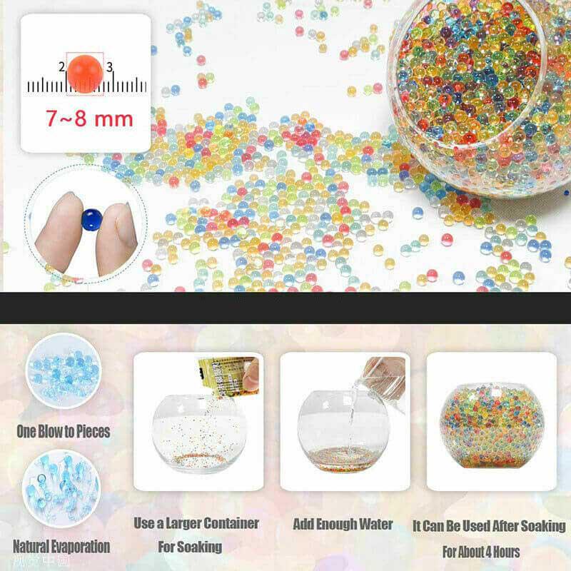 40000pcs Mix Color 7-8mm Gel Ball with Hopper Bottle and Load Cap (US Stock)-water beads-Kublai-Kublai