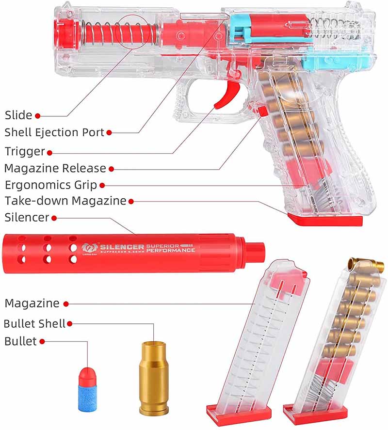 Shell Ejecting Transparent Dart Blaster Toy-foam blaster-Biu Blaster-Biu Blaster